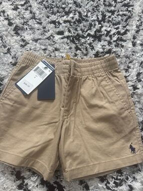 Ralph Lauren Beige Elastic-Waist Cotton Shorts with Back Pockets